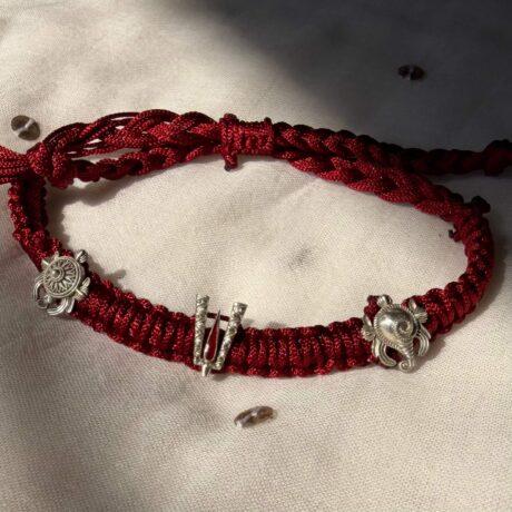 Vishnu Silver Charm Bracelet – Shankh, Chakra & Tilak (Sterling Silver Pohchi)